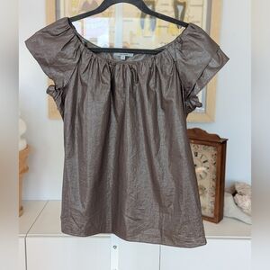 Bronze Gold Flutter Sleeve Top M